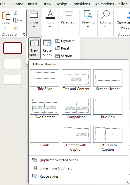 Image showing a gallery of different new slide layouts