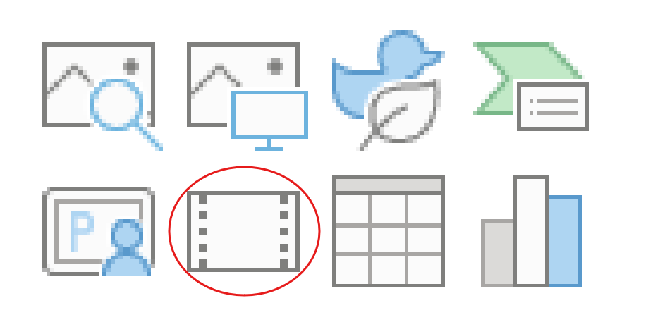 Image showing the video icon in the placeholder box on the slide