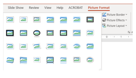 Image showing the picture styles drop-down gallery in the picture styles group