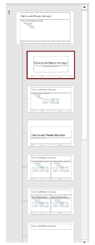 Image showing the slide master is at the top of the thumbnail pane and the layout masters are under it