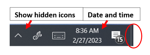 Image showing features of the notification or system tray in Windows