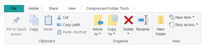 Image showing the new folder in the new group on the home tab ribbon for file explorer