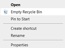 Image showing recycle bin menu in Windows 10