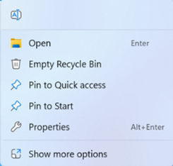 Image showing recycle Bin menu in Windows 11