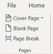 Image showing the pages group on the insert tab