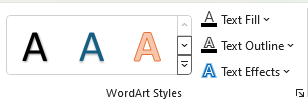 Image showing word art styles group, found in the shape format contextual tab