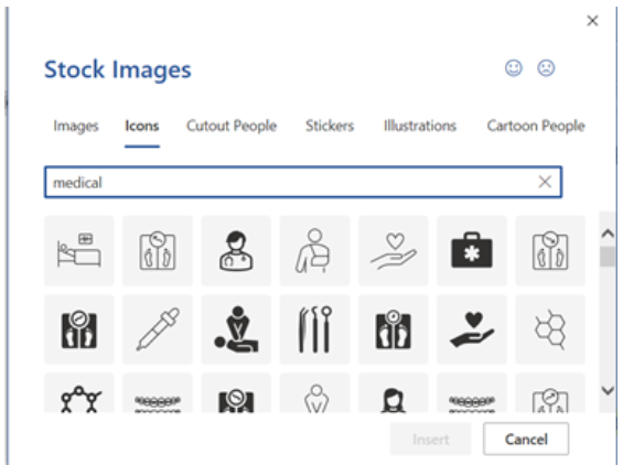 Image showing the stock image dialog box