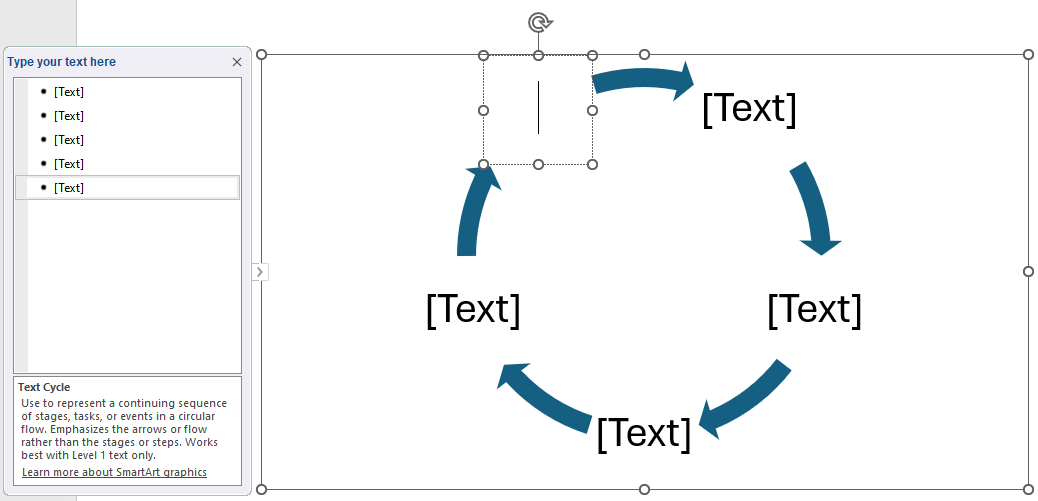 Image showing how to add text to a smart art graphic