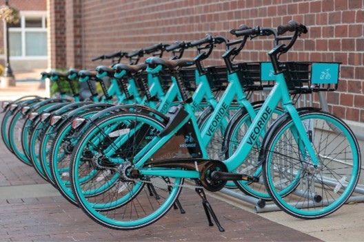 Image showing bikes lined up in a bike rack