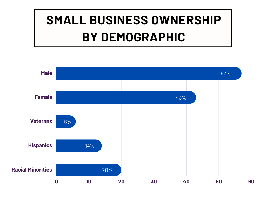 Bar graph showing Small Business Ownership By Demographic