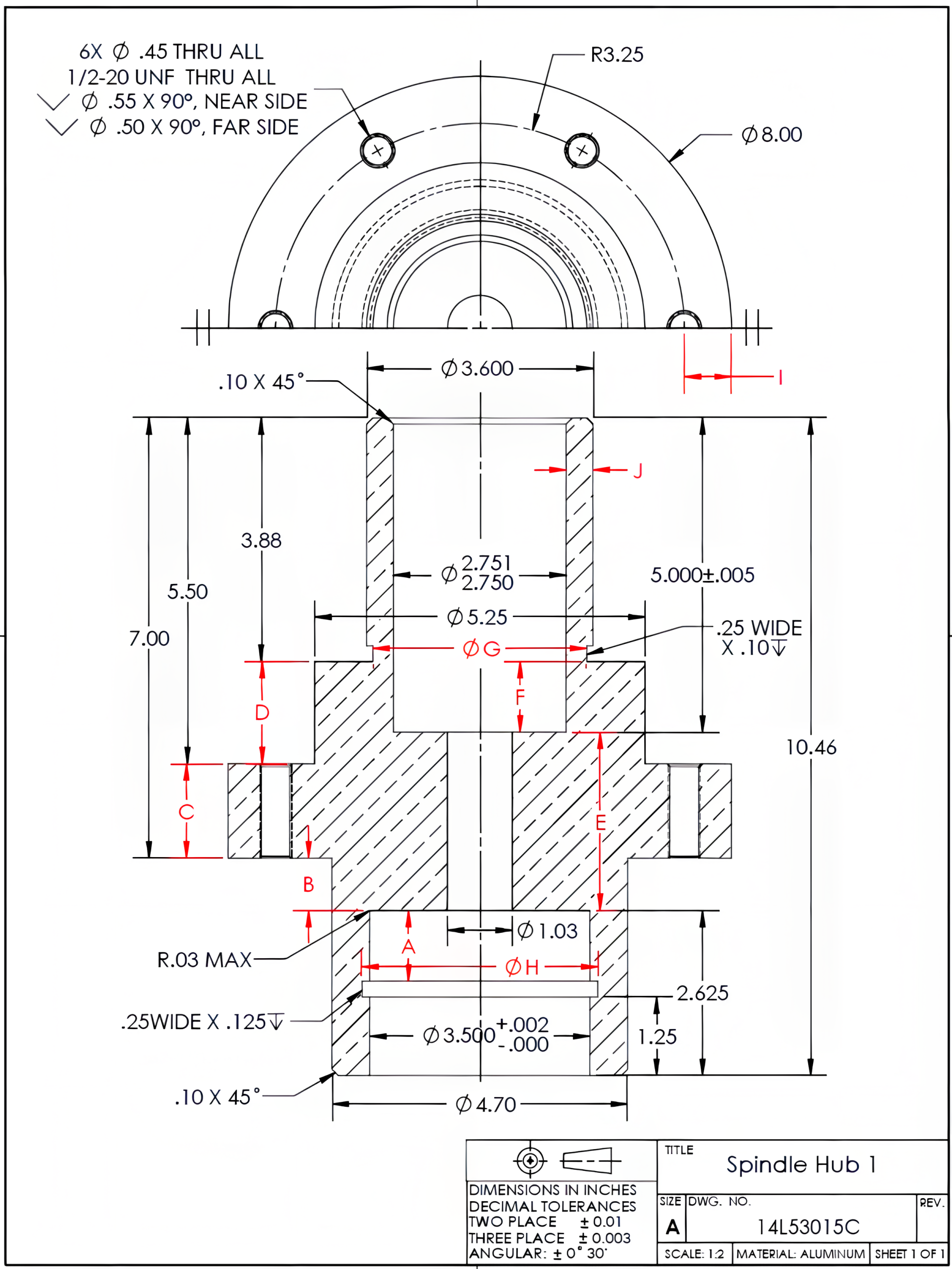 Image showing a spindle hub drawing
