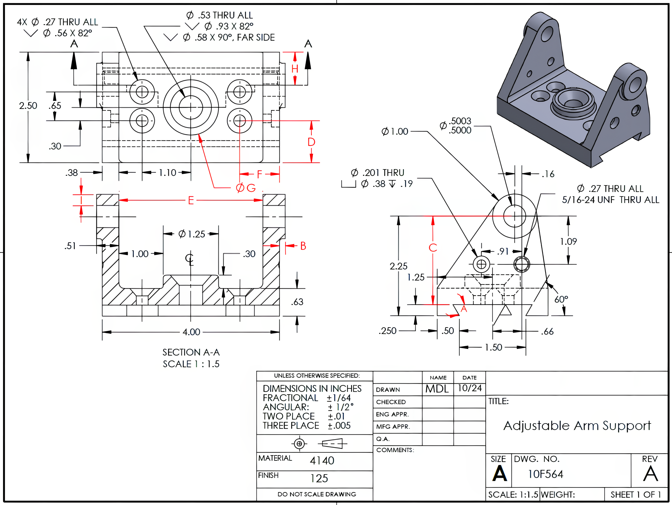 Image showing an adjustable arm support drawing