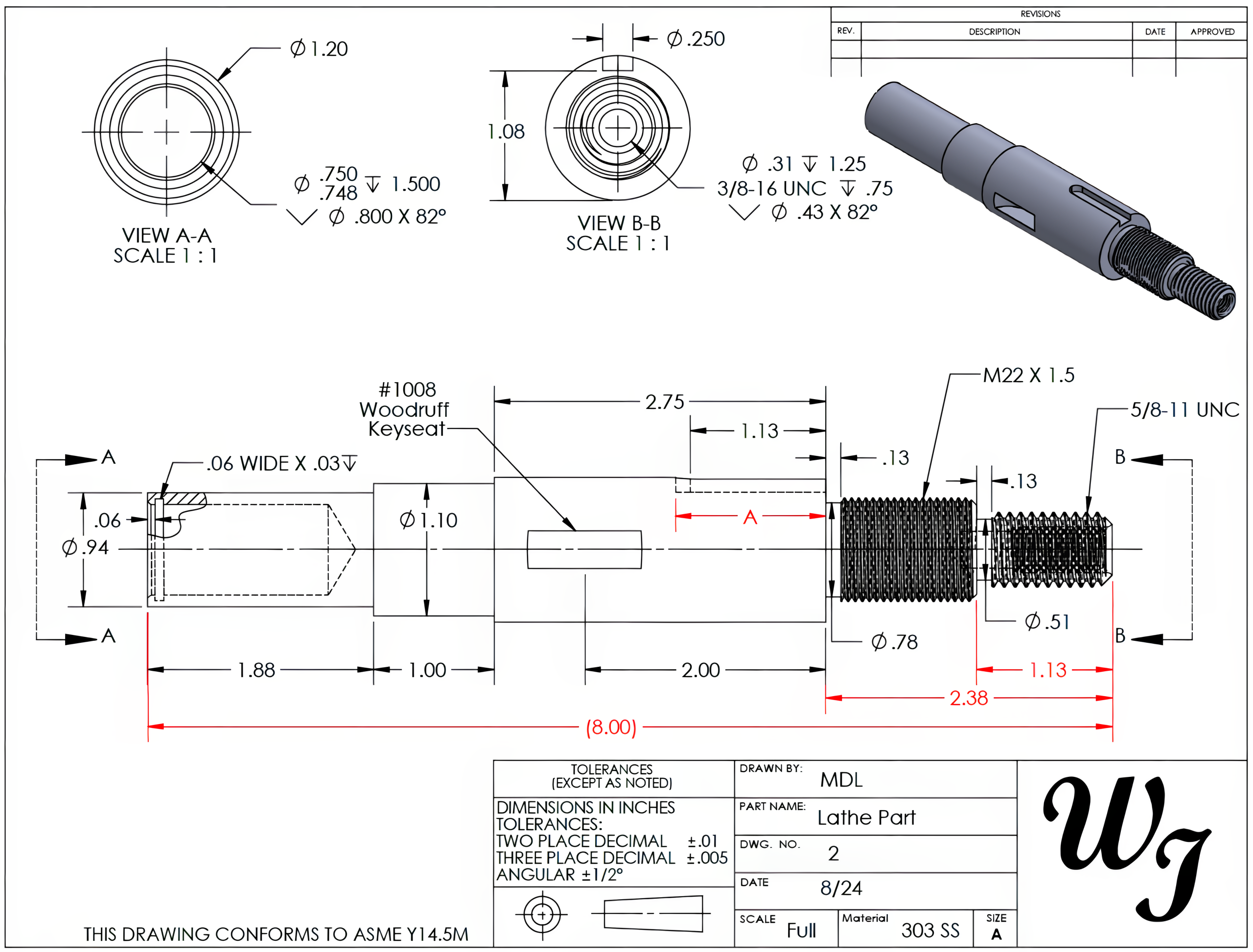 Image showing a lathe part drawing