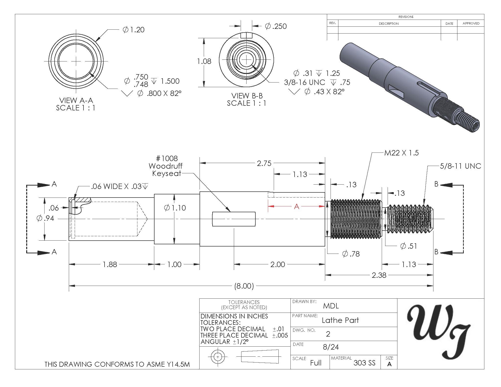 Image showing a lathe part drawing