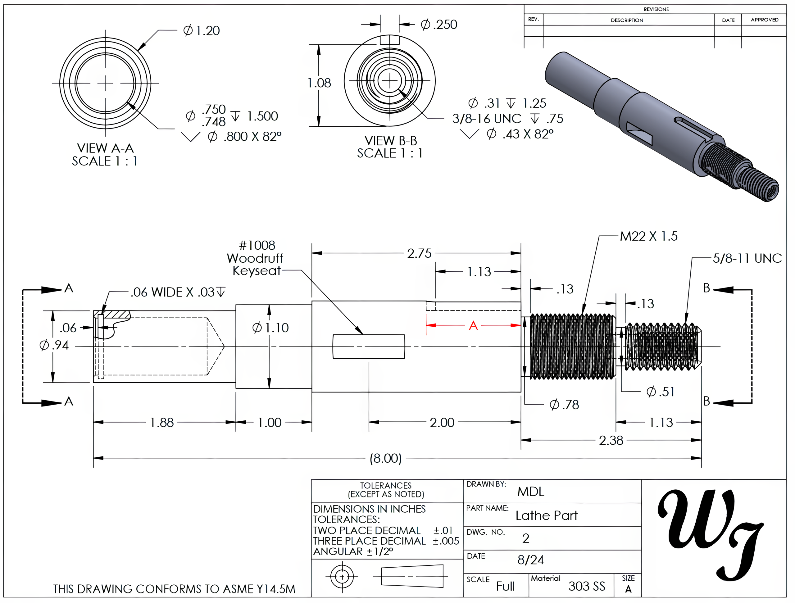 Image showing a lathe part drawing