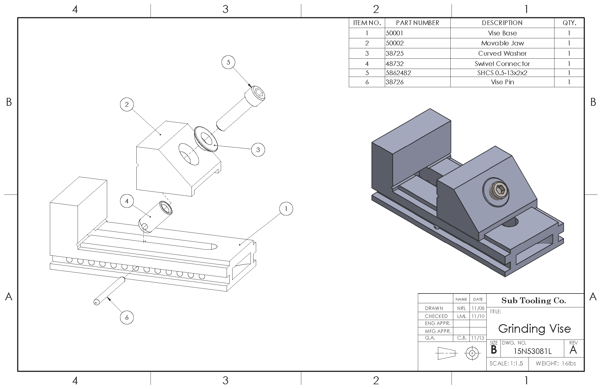 Image showing a grinding vise drawing