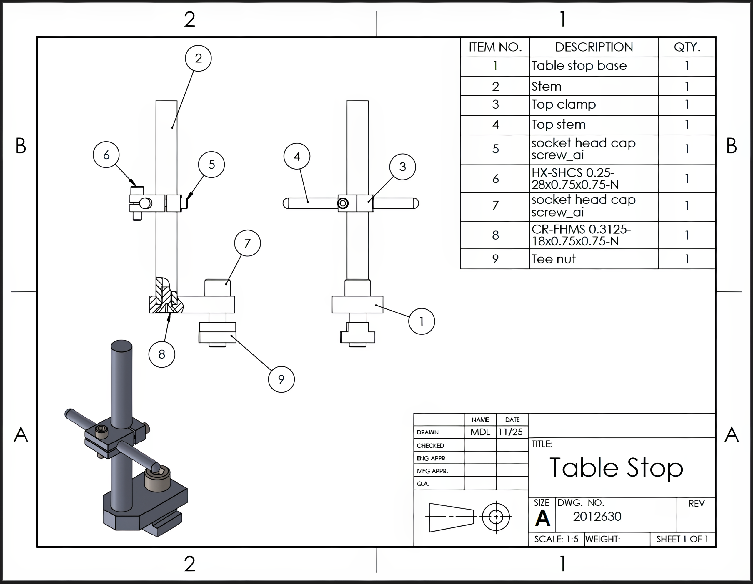 Image showing a table stop drawing
