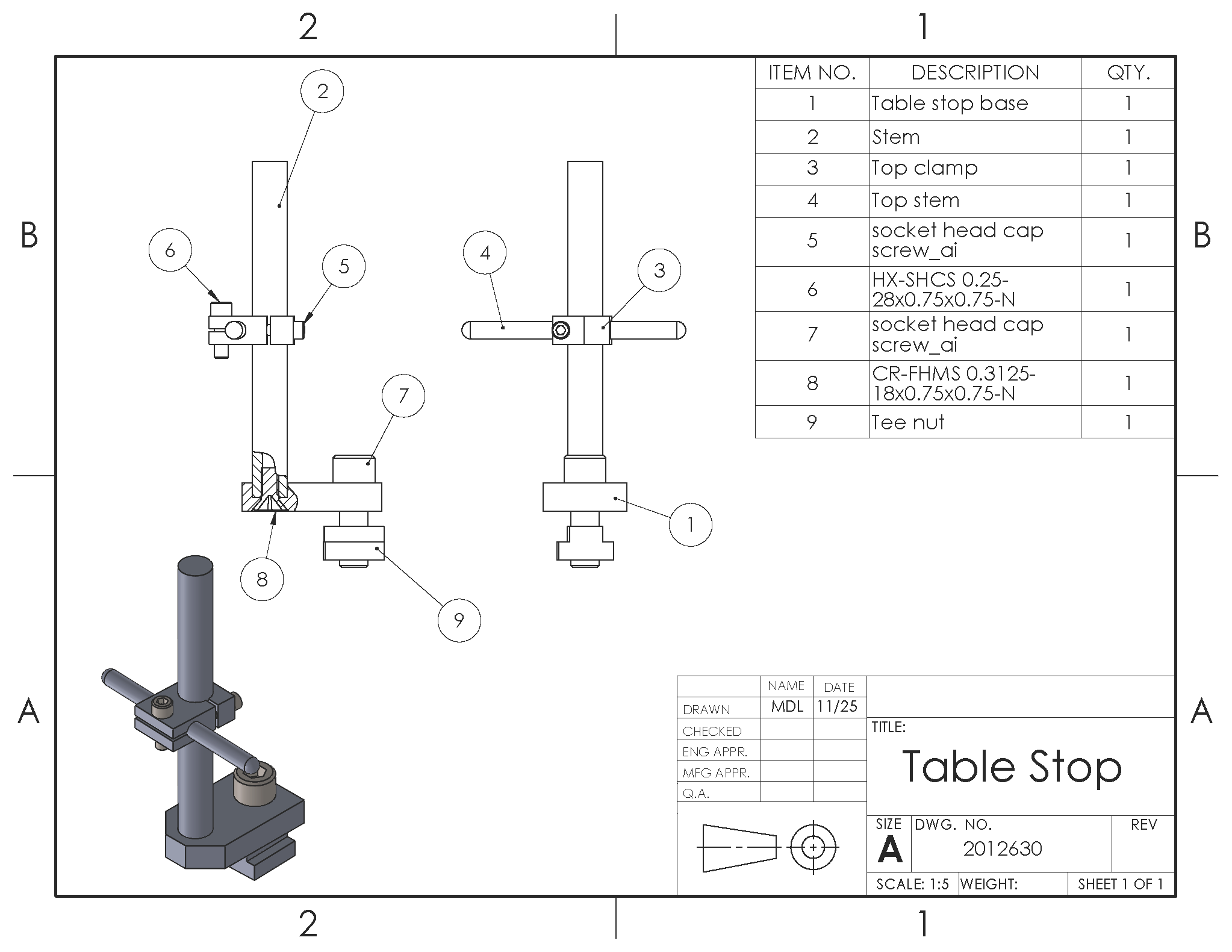 Image showing a table stop drawing
