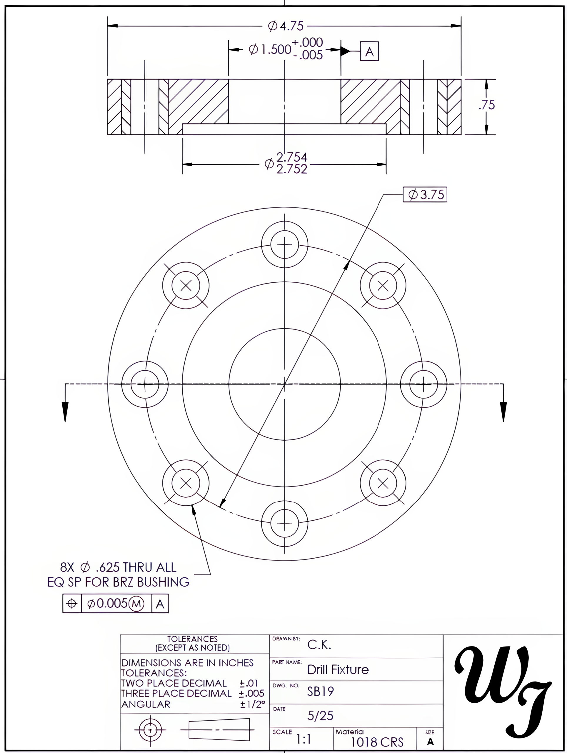 Image showing a drill fixture drawing
