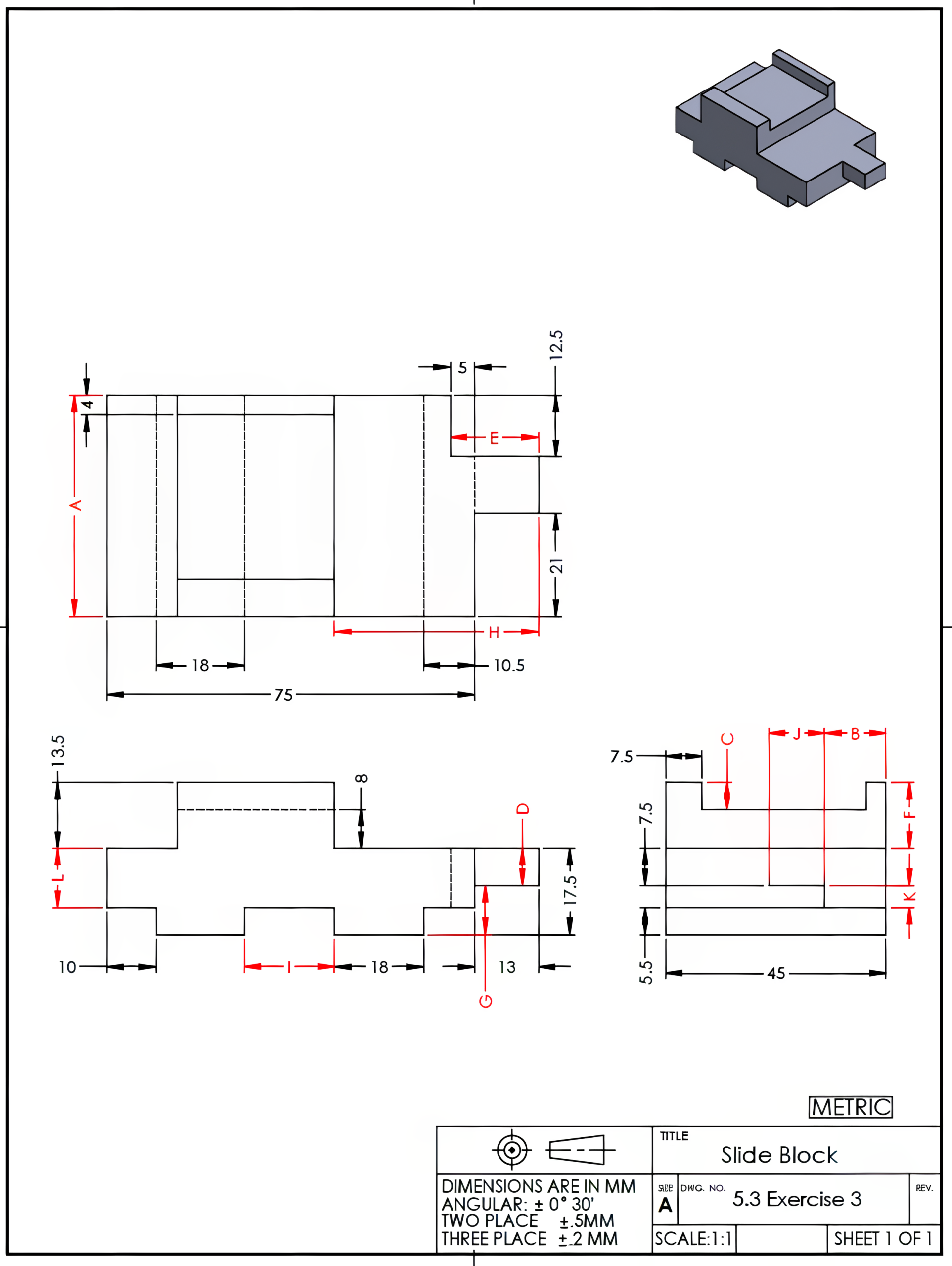 Image showing a slide block drawing