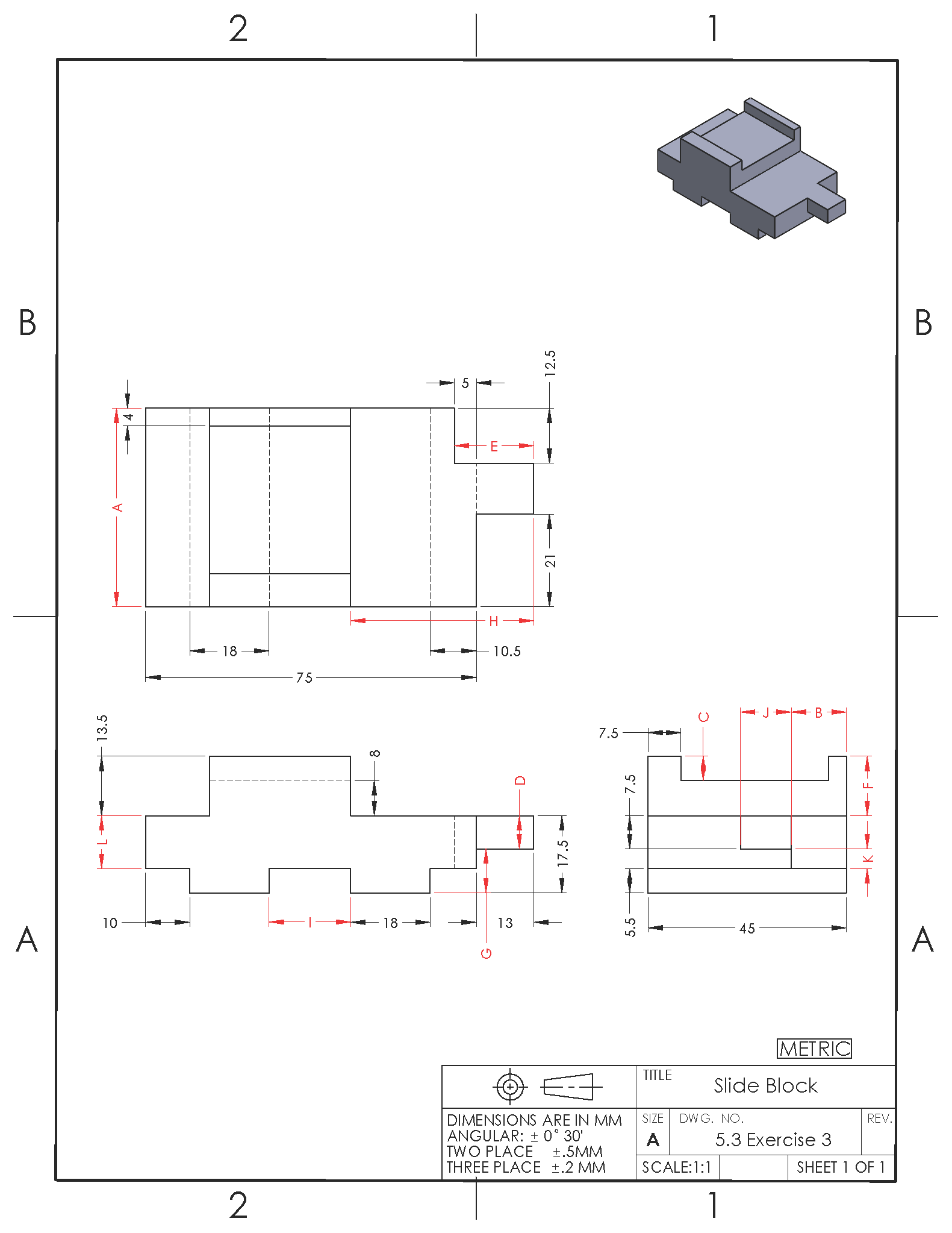 Image showing a slide block drawing