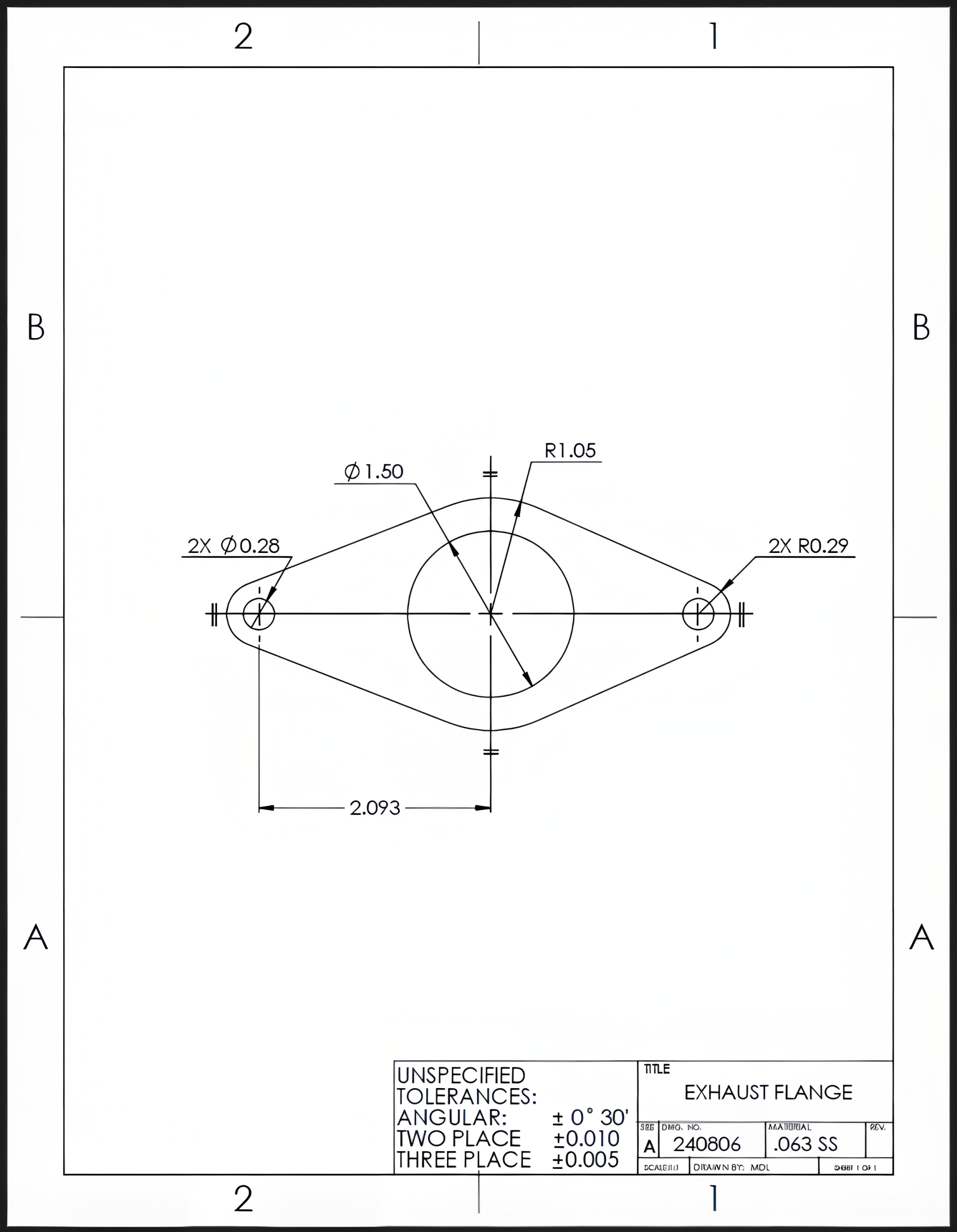 Image showing an exhaust flange drawing