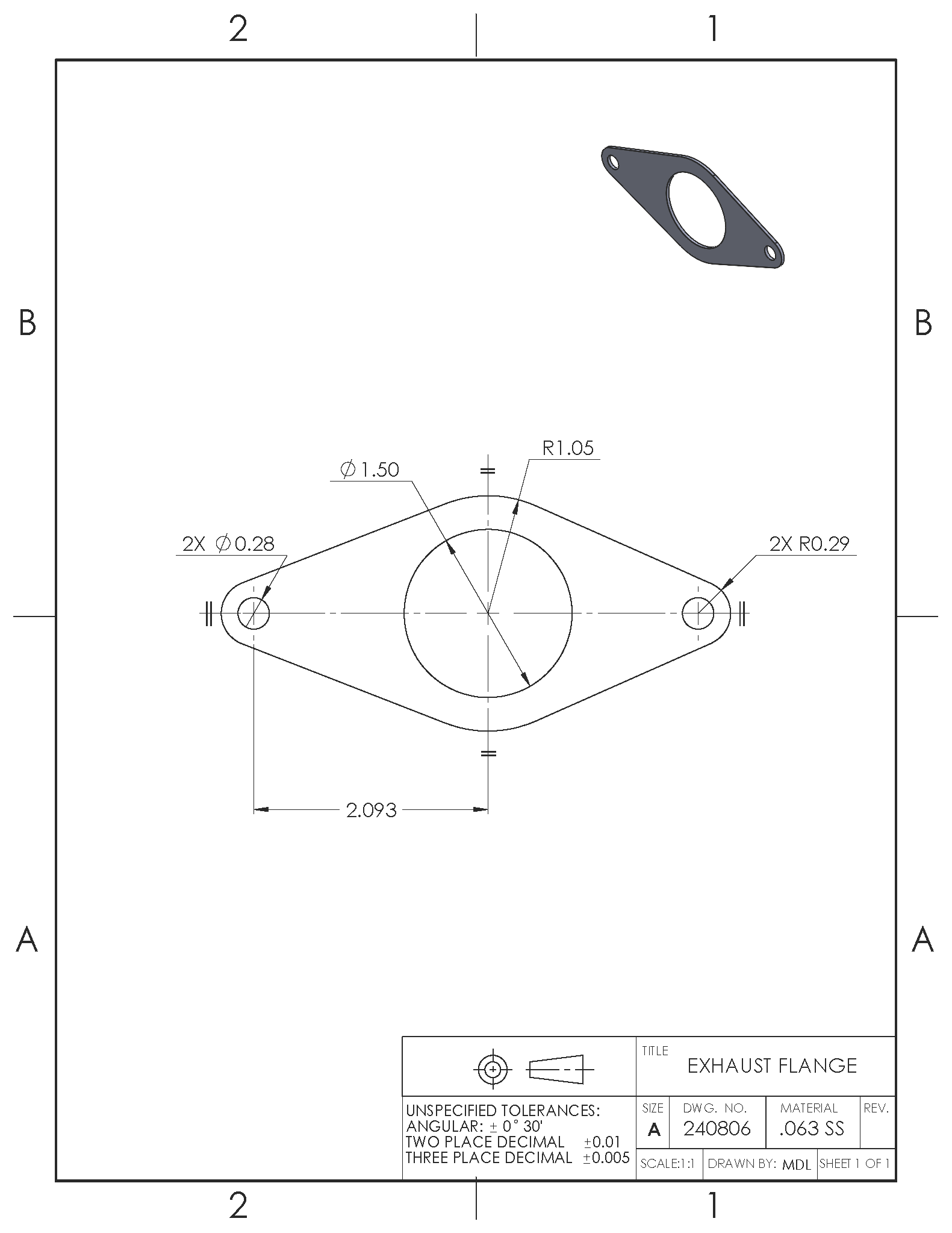 Image showing an exhaust flange drawing