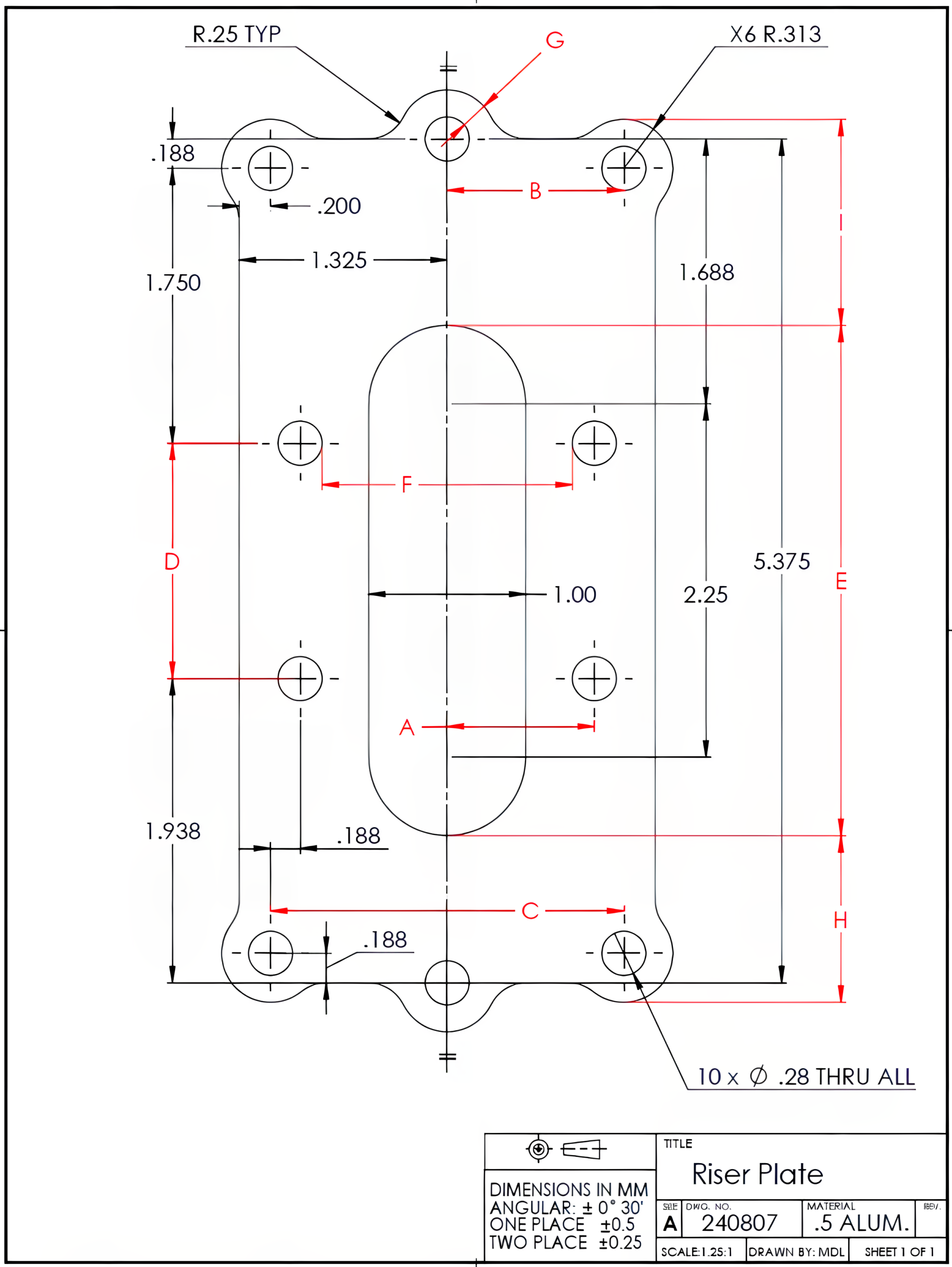 Image showing a riser plate drawing