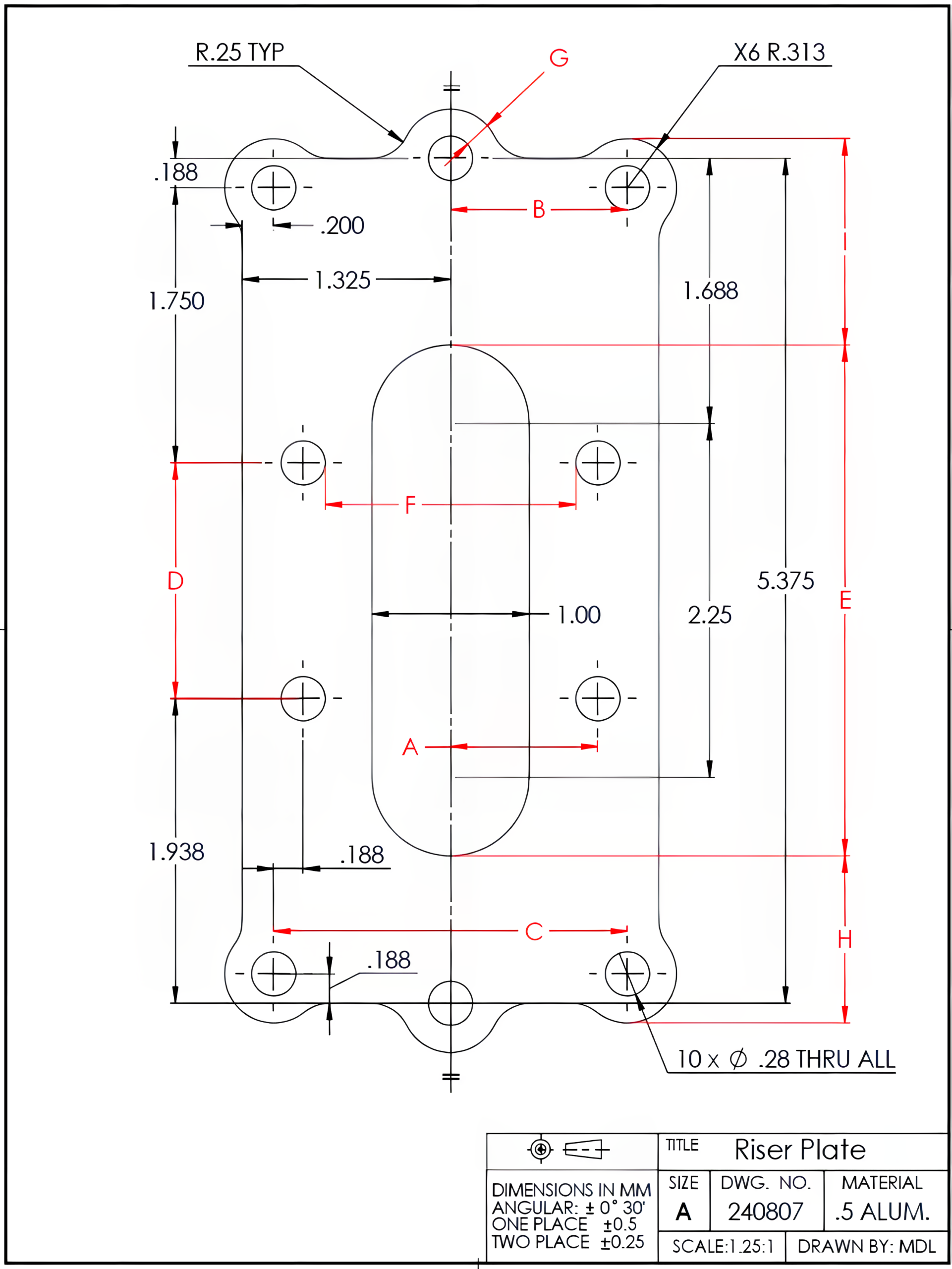 Mark Lorier | CC BY-NC 4.0 Image showing a riser plate drawing