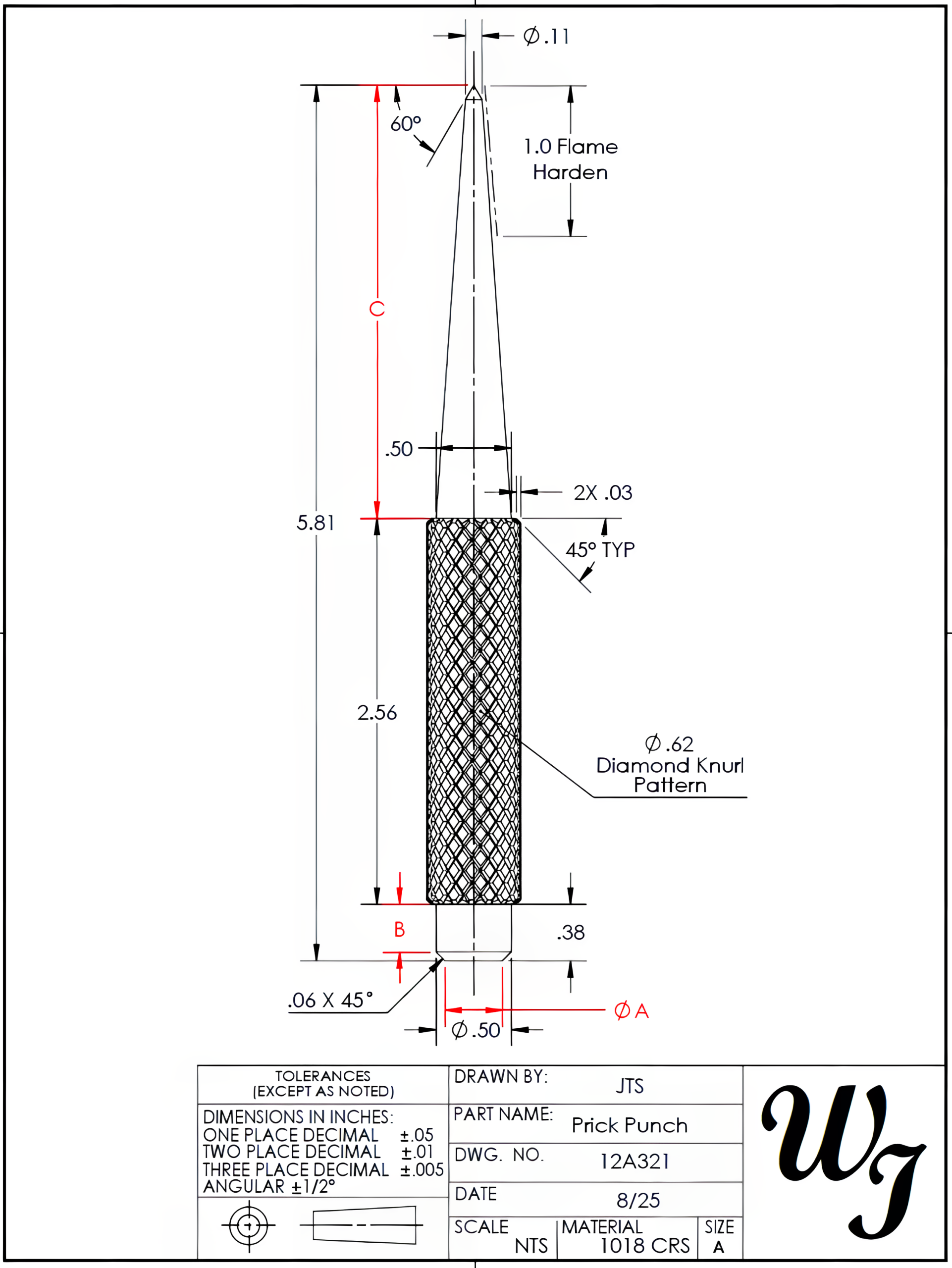 Mark Lorier | CC BY-NC 4.0 Image showing a prick punch drawing