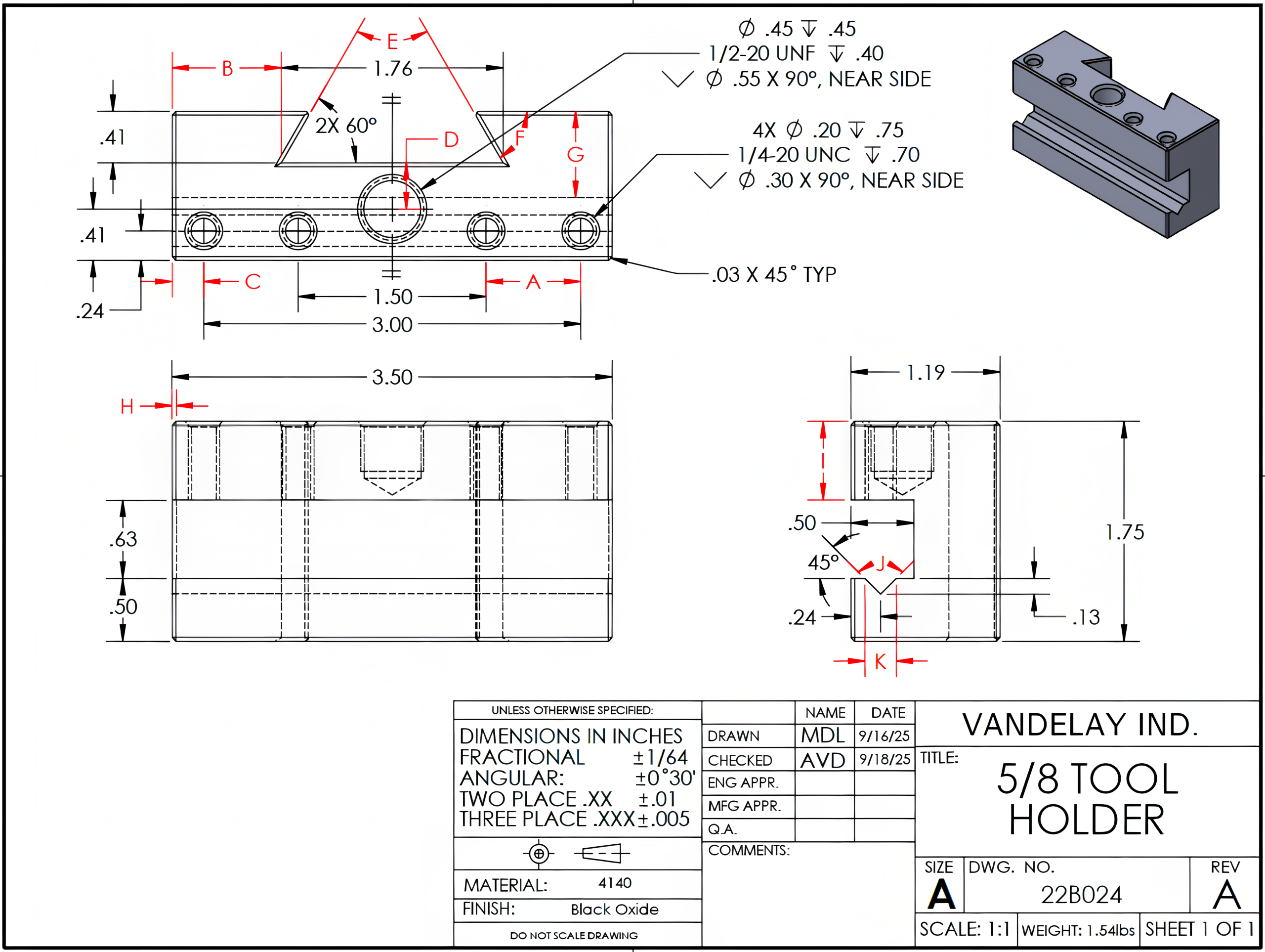 Image showing a 5/8 tool holder drawing