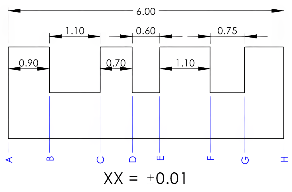 Image showing distance and tolerance accumulations for an object for exercise eight nine two