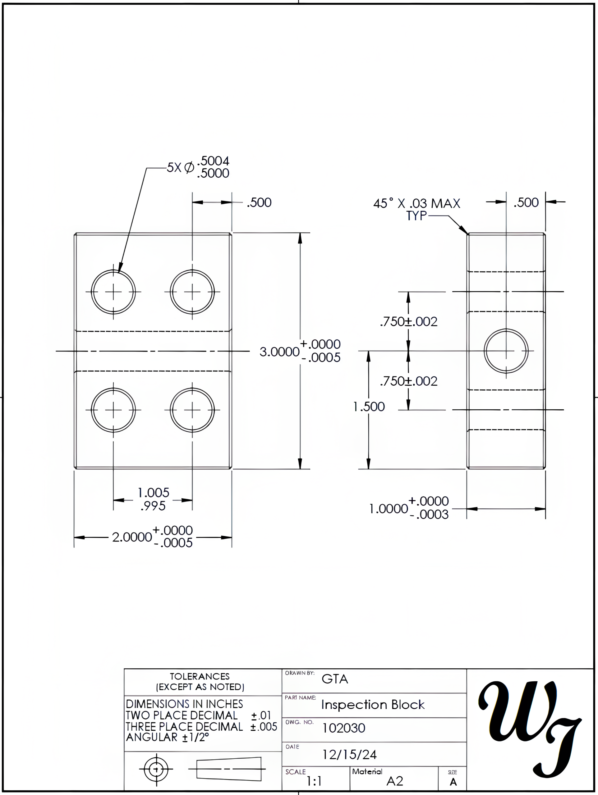 Image showing an inspection block drawing