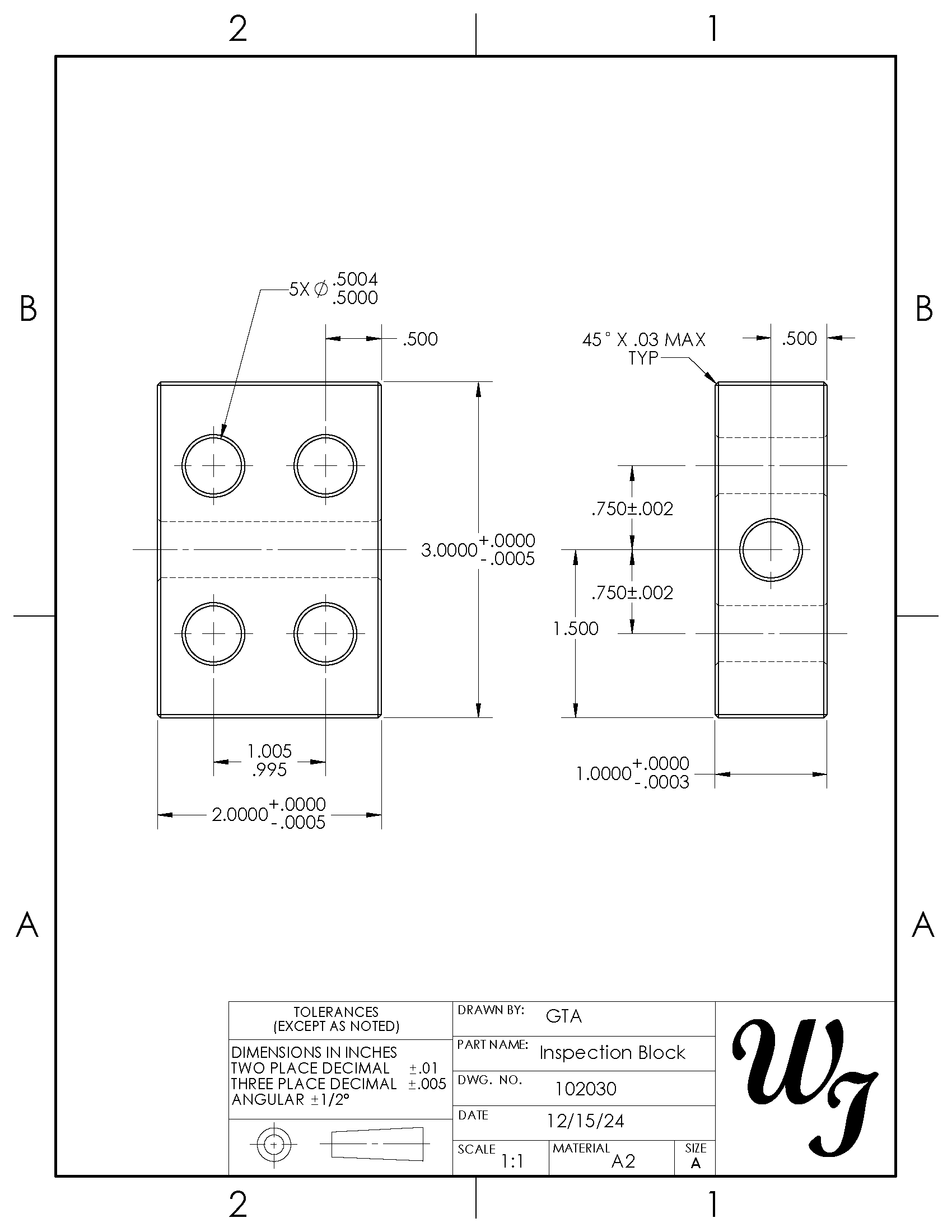 Image showing an inspection block drawing