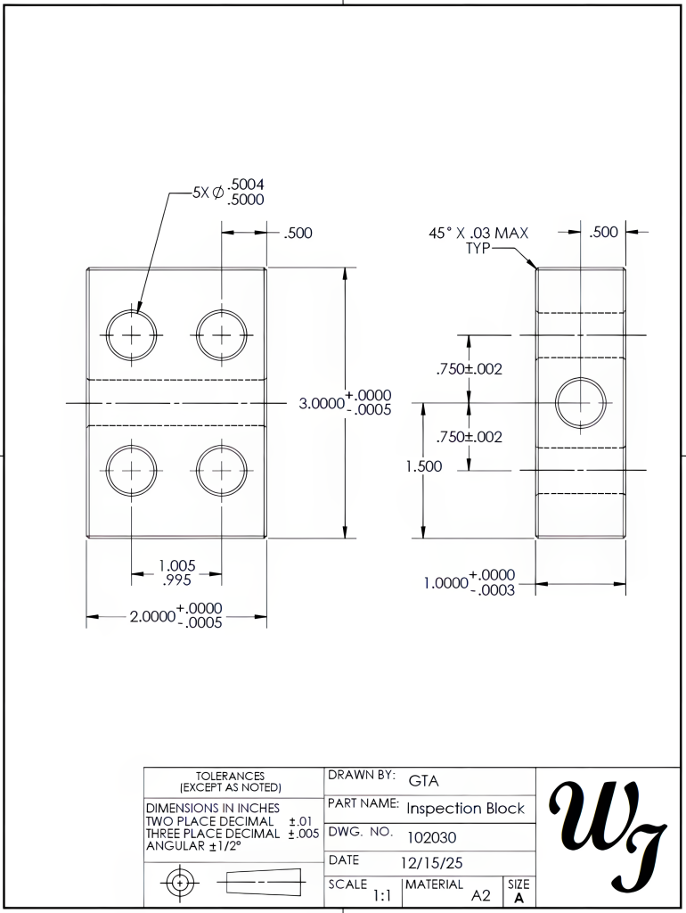 Mark Lorier | CC BY-NC 4.0 Image showing an inspection block drawing