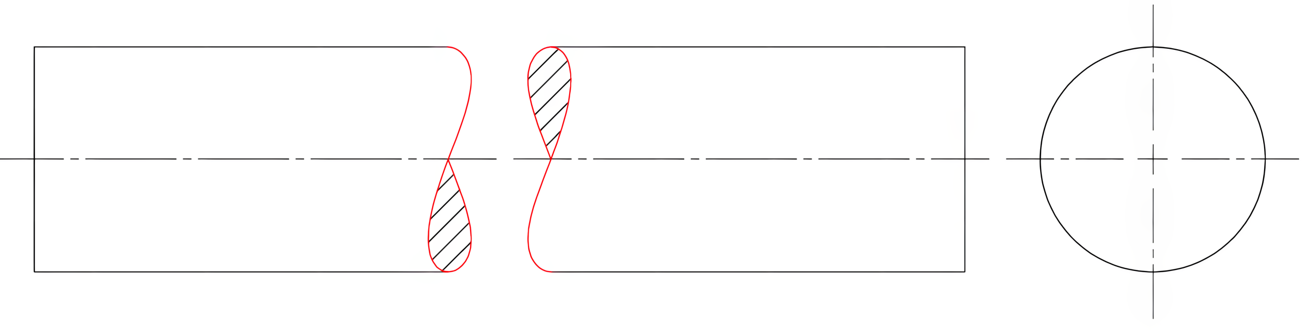 Cylindrical part using an “S”-shaped long break line