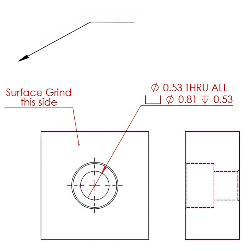 Leader lines point the reader to details about the object