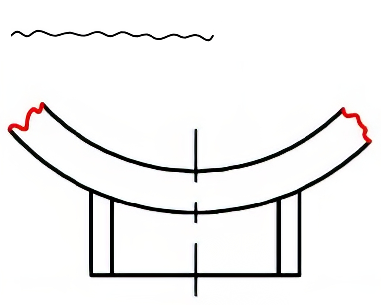 Short break line to indicate a portion of the part has been broken from the whole part