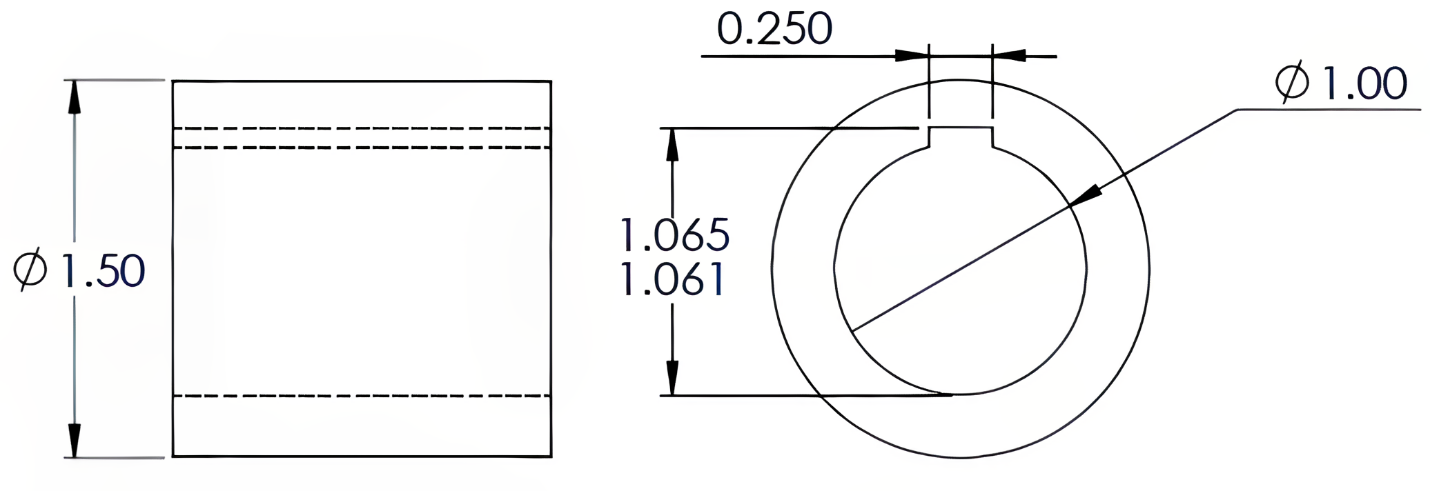 A dimensioned keyway