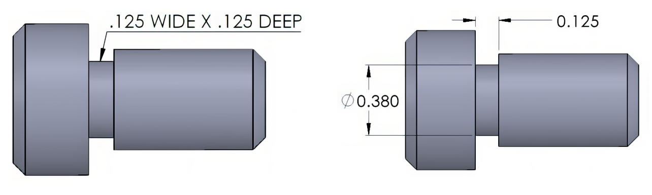 leader and note, or dimension and extension lines for neck dimensioning