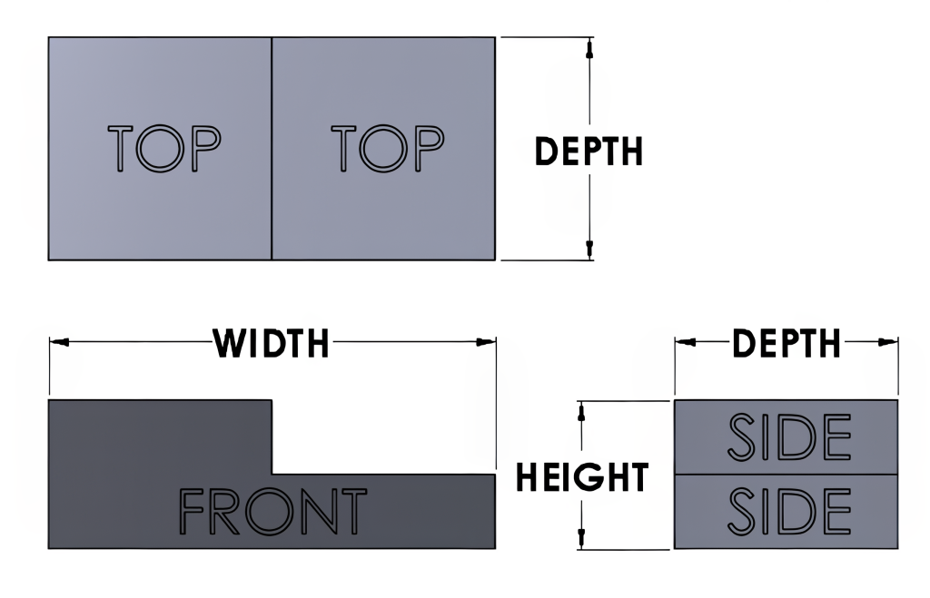 An orthographic projection drawing
