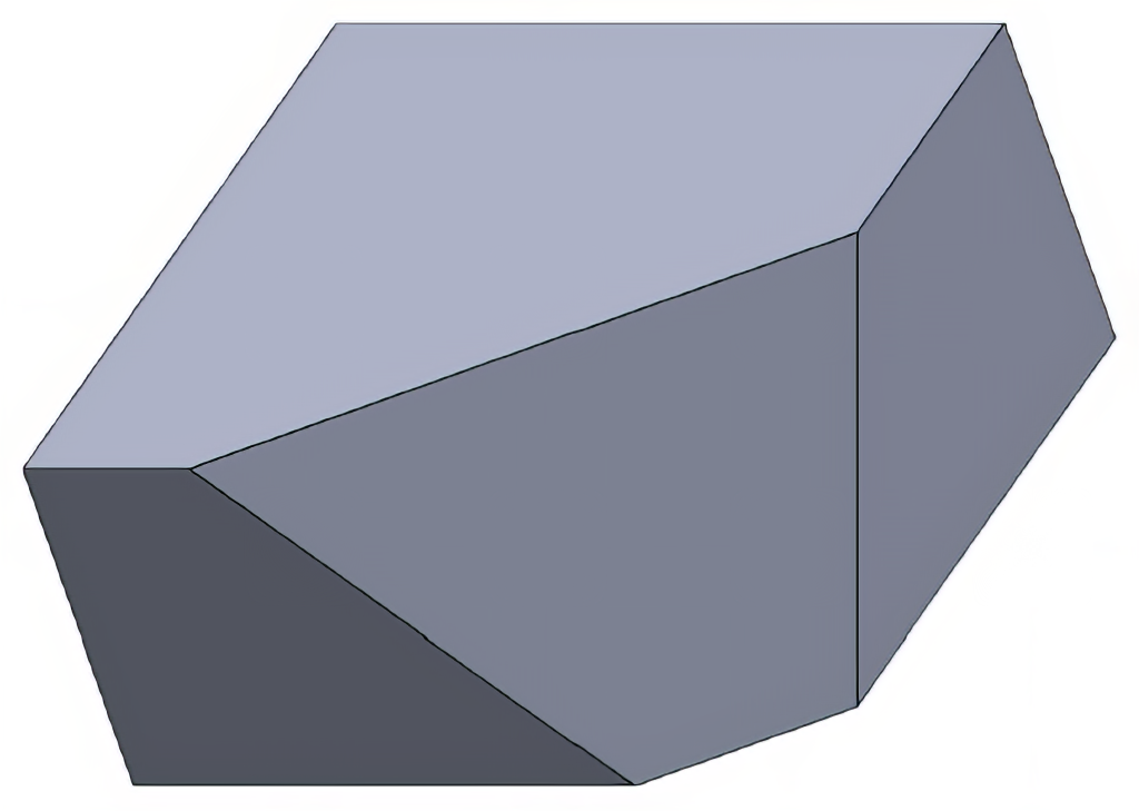 An oblique drawing of an object