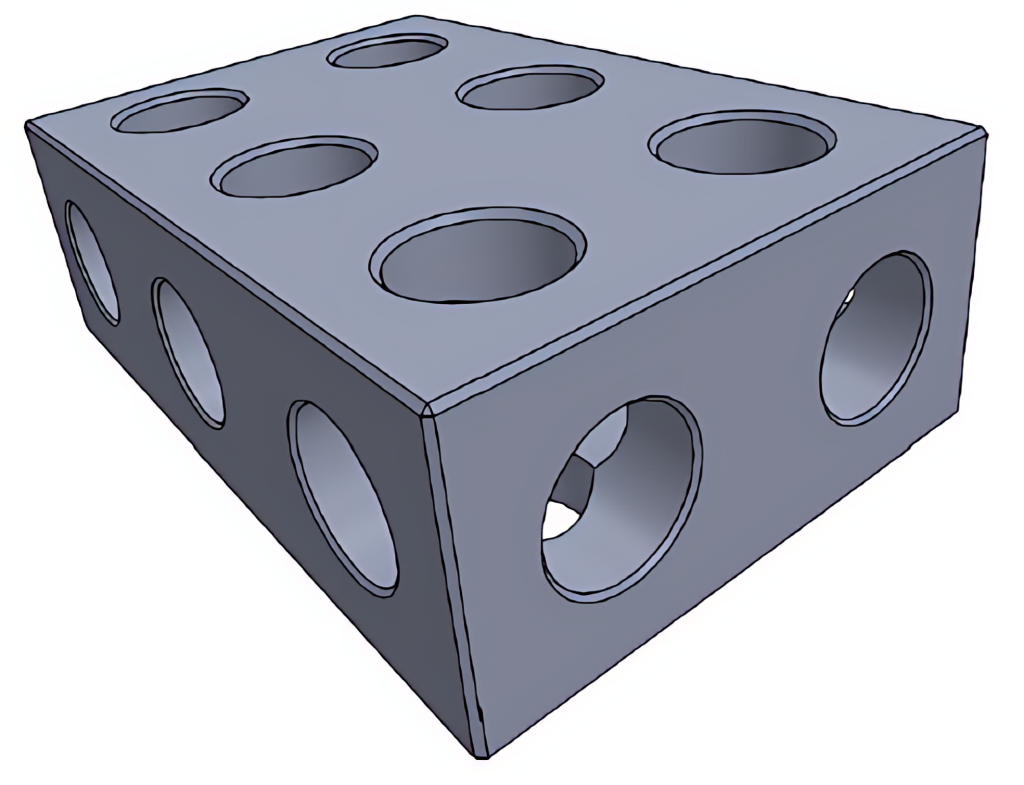 A perspective drawing of an object