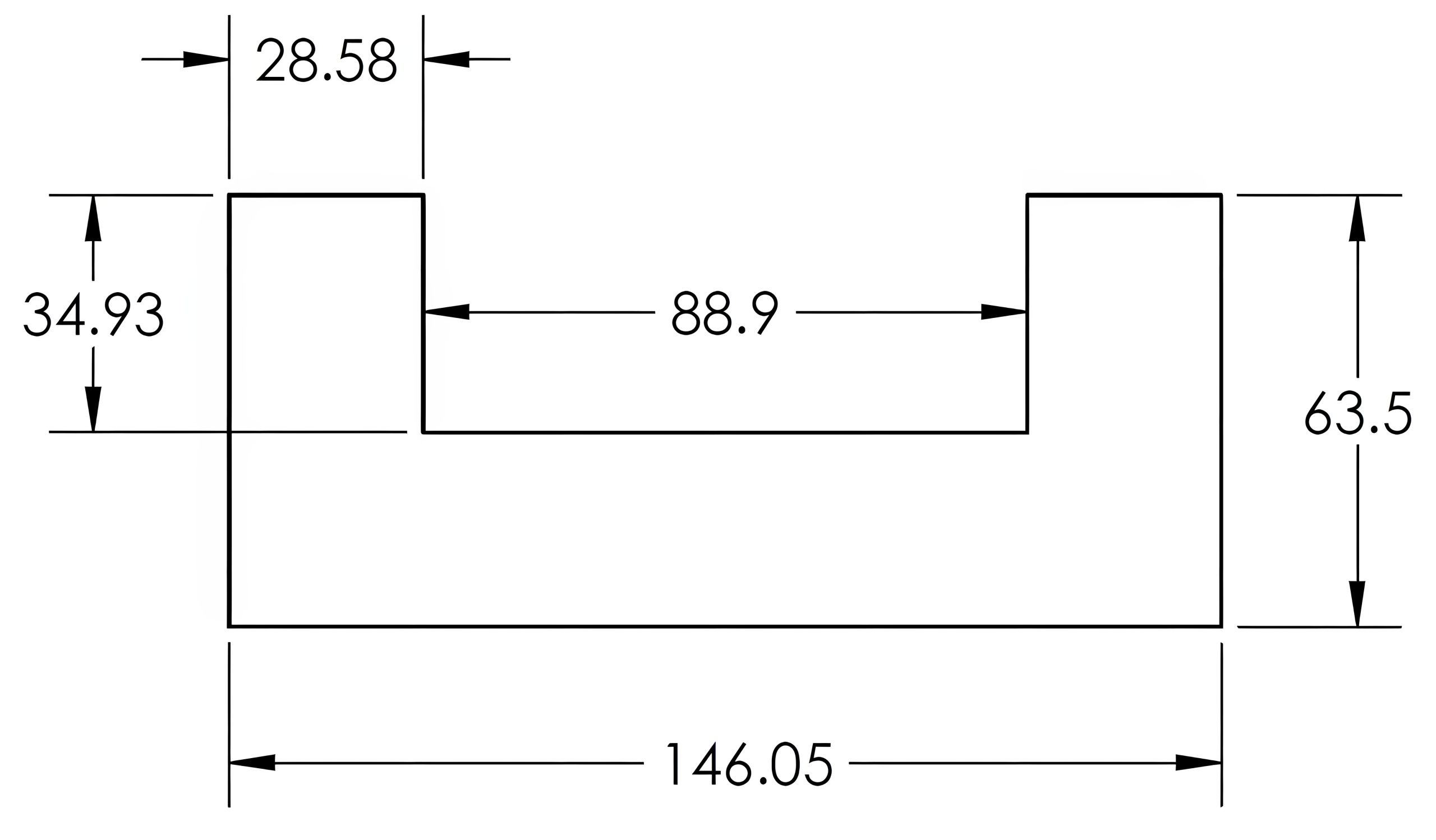 Metric millimeter values for dimensional values