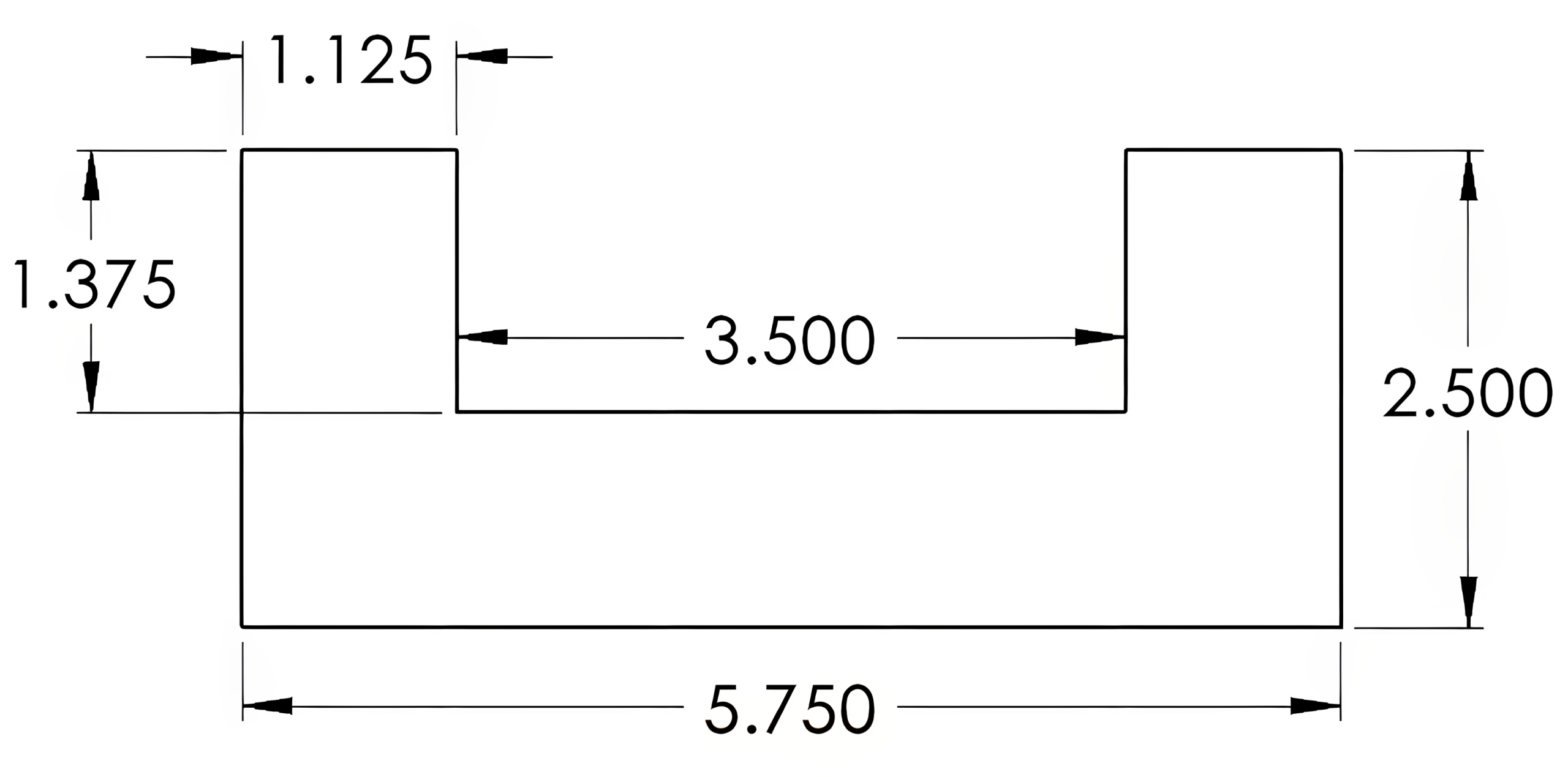Decimal inch values for dimensional values