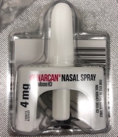 A Narcan nasal spray cartridge