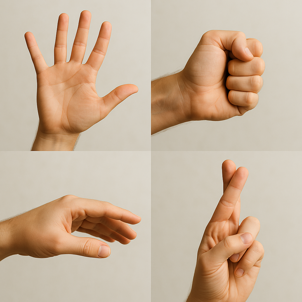 Several hand gestures