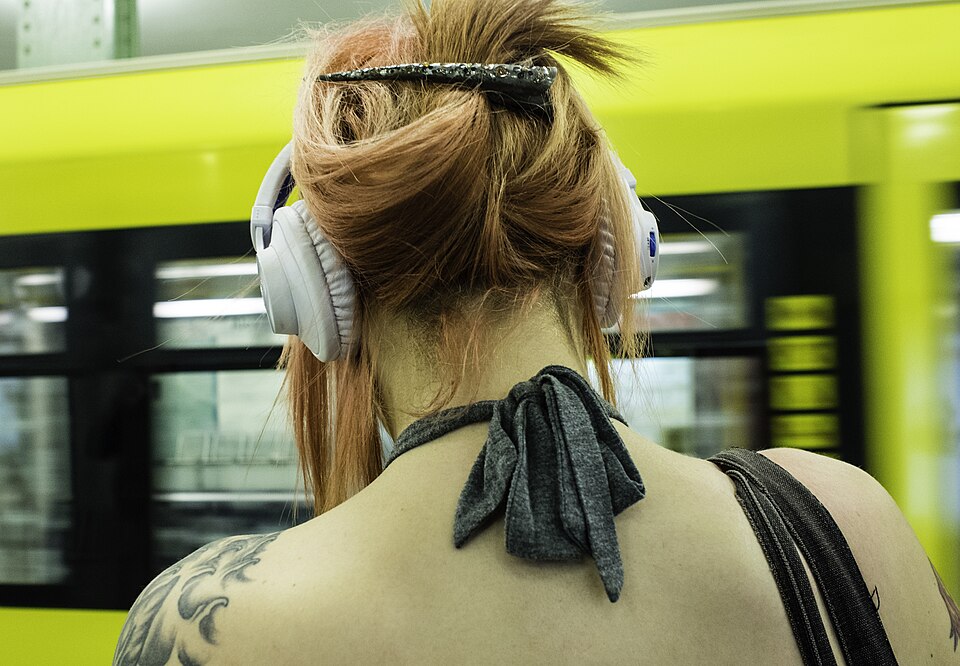 A person is wearing headphones