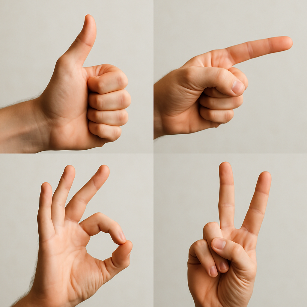 Closeup views of several hand gestures